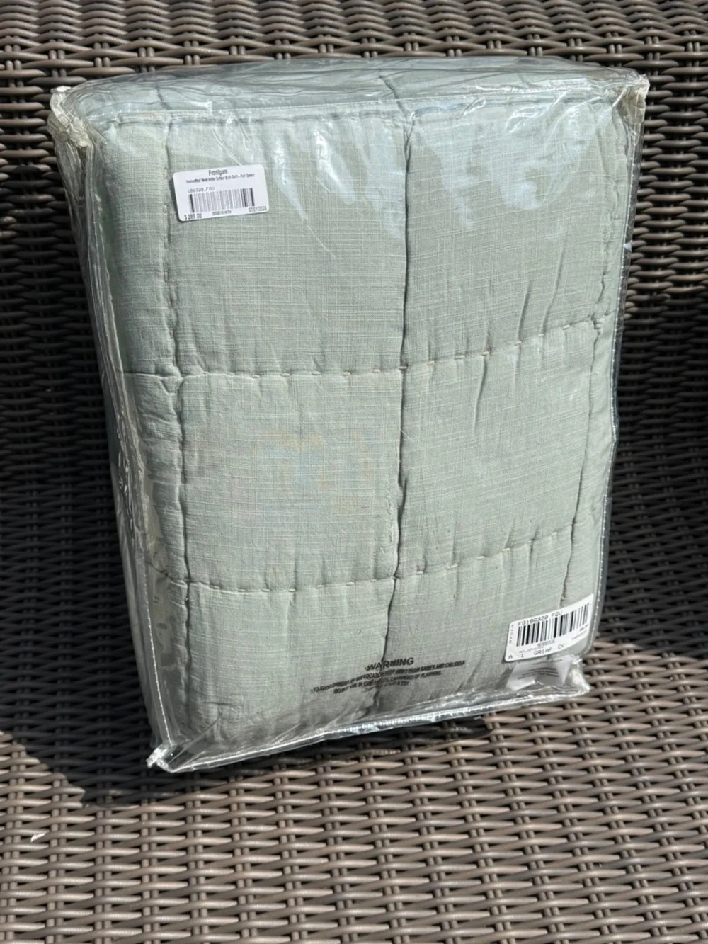 Frontgate Reversible Handcrafted Cotton Slub Quilt - NWT